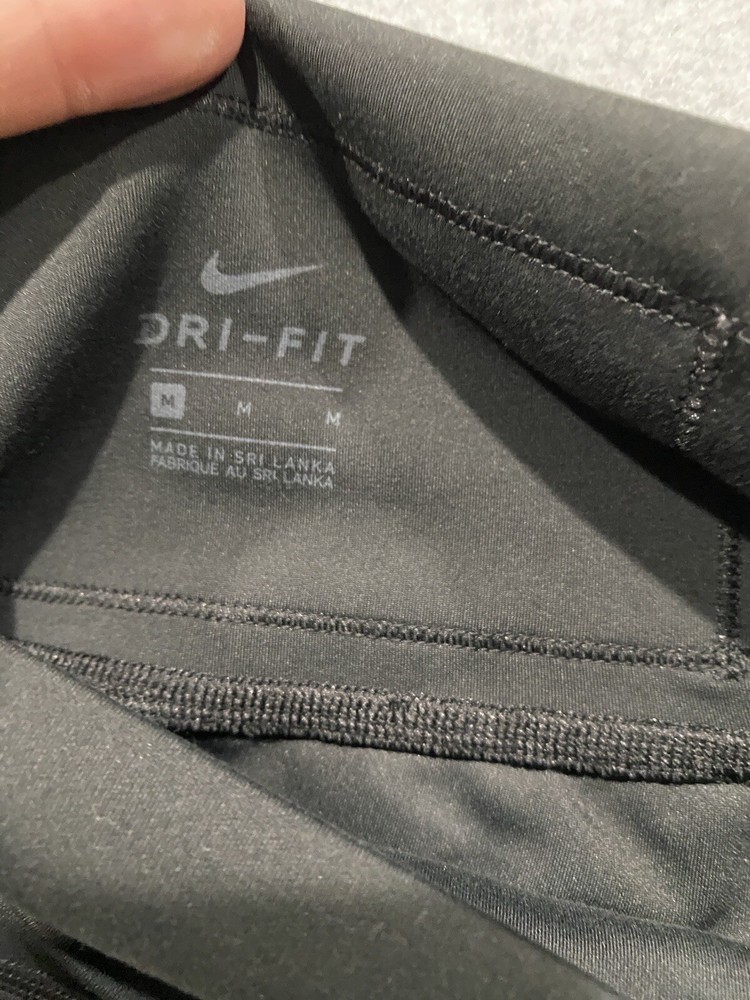 Nike Dri Fit Leggings Stretchy Pull On Fitted Black Medium Cropped