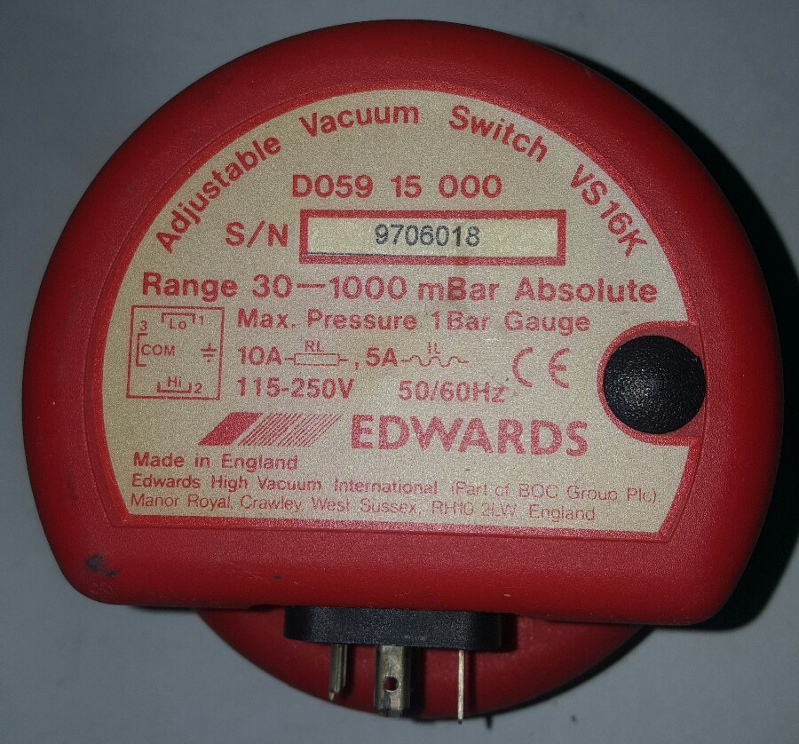 Edwards D059 15 000 Adjustable Vacuum Switch NW16 Flange