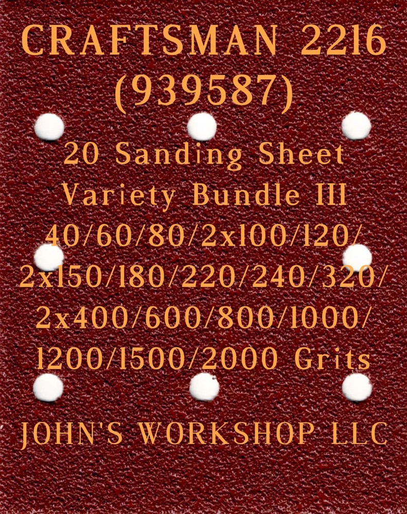 CRAFTSMAN 2216 - 17 Different Grits - 20 Sheet Variety Bundle III