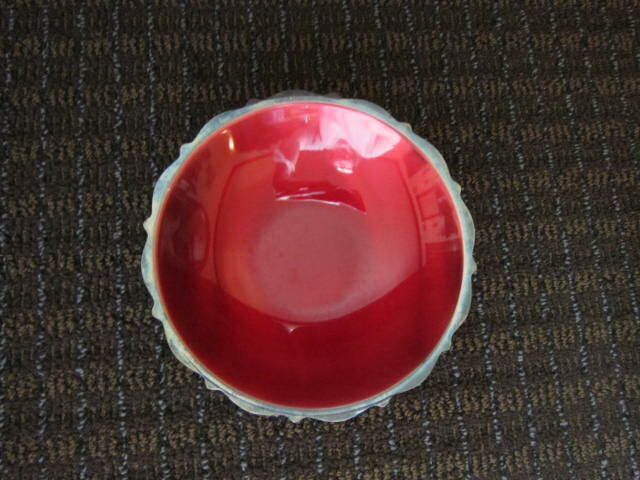 Red Silver Plate Pedestal Bowl Dish Wm. Rogers Oneida Decorative Retro Pretty