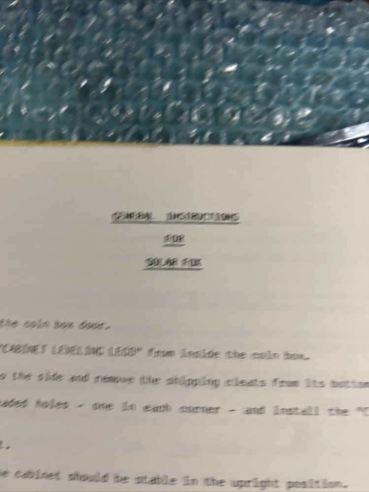 SOLAR FOX BALLY video game owners manual