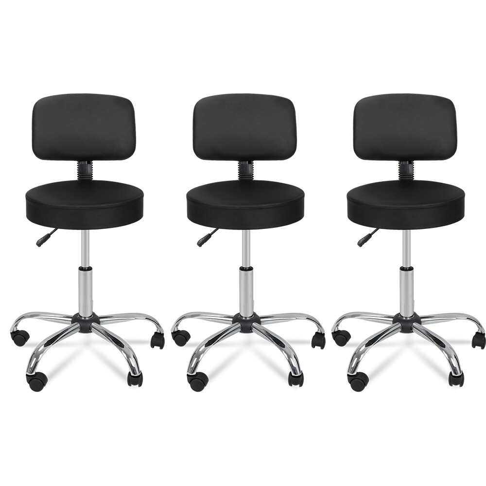 3PCS Adjustable Swivel Hydraulic Salon Stools Rolling Office Chair with Back