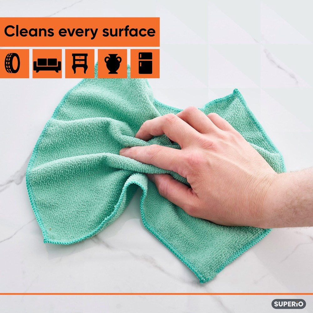 Superio Microfiber Cleaning Cloth 12''(12 Pack)
