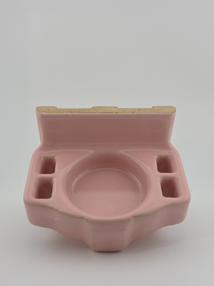 Vintage Pink Ceramic Tile Mountable Toothbrush & Cup Holder MCM