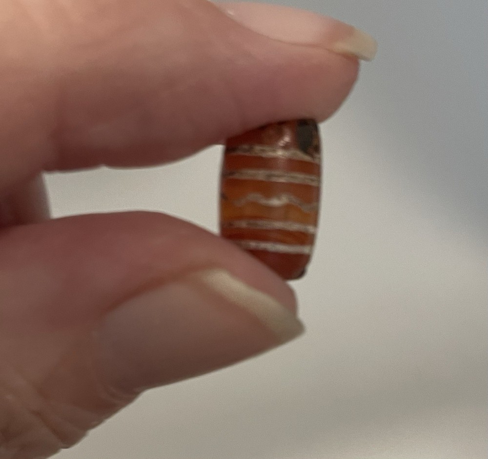 Ancient Pyu Culture Etched Agate Barrel Bead