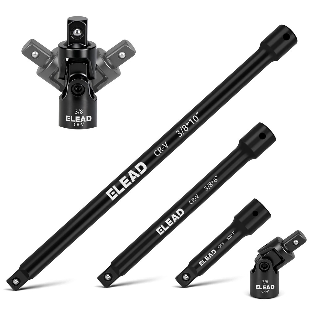 4 Piece 3/8 Drive Socket Extension Bar Set with Universal Joint