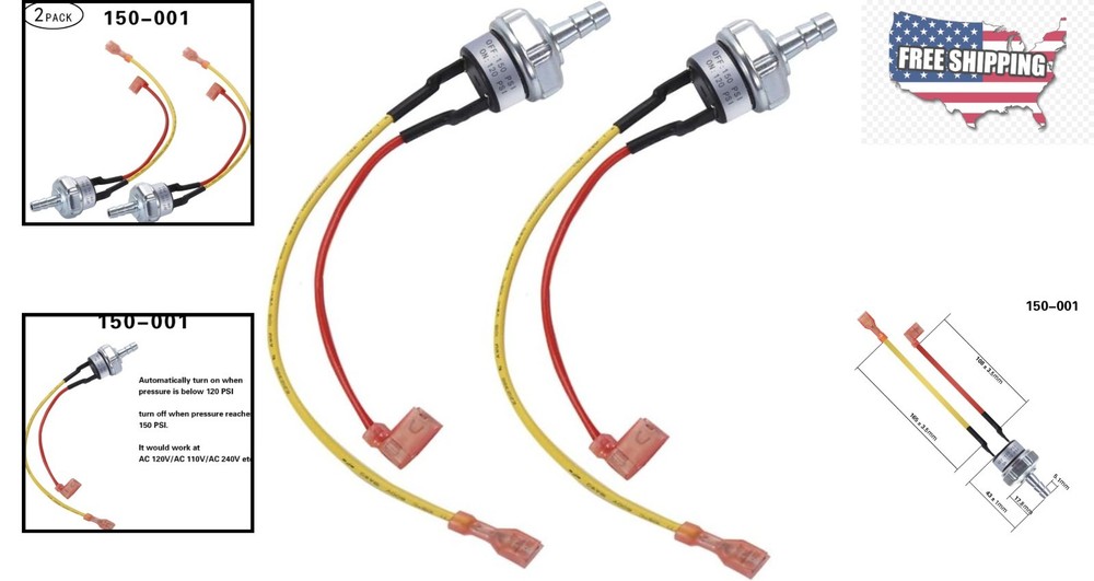 Automatic 150 PSI Pressure Switch - Ideal for Air Compressors & Simple Setup