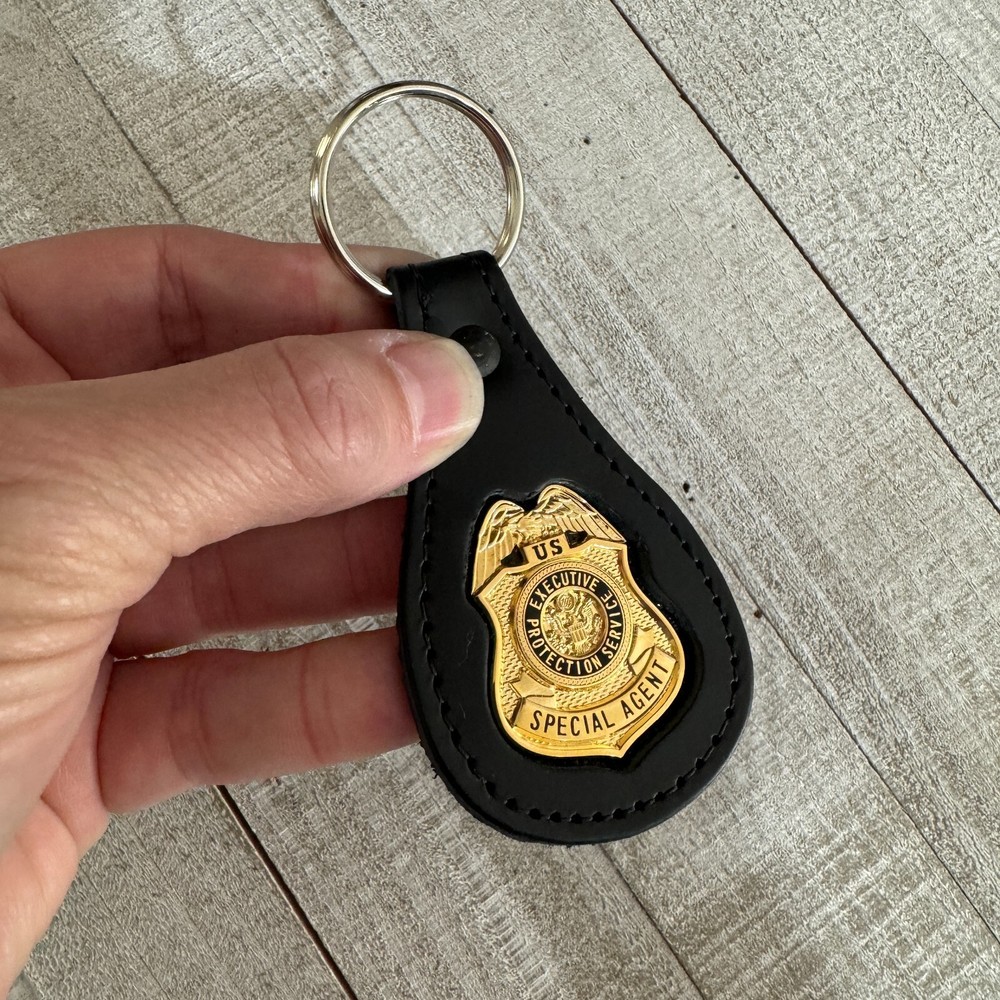 Executive Protection Service Special Agent - Mini Badge Leather Keychain