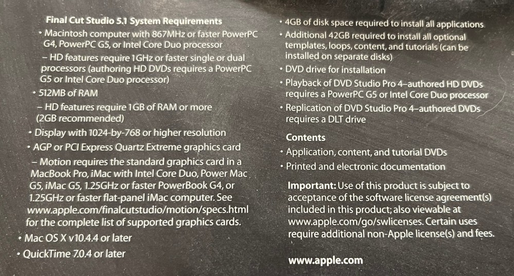 Apple Final Cut Studio Academic (MA290Z/A) w/2 Licenses