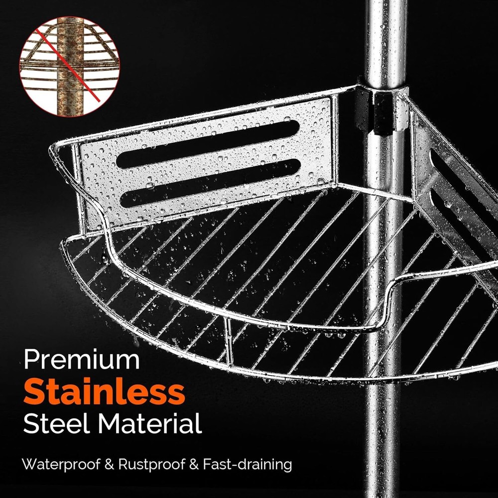 4 Tier Rustproof Bathroom Organizer Adjustable Floor Stand Bath Rack Bracket