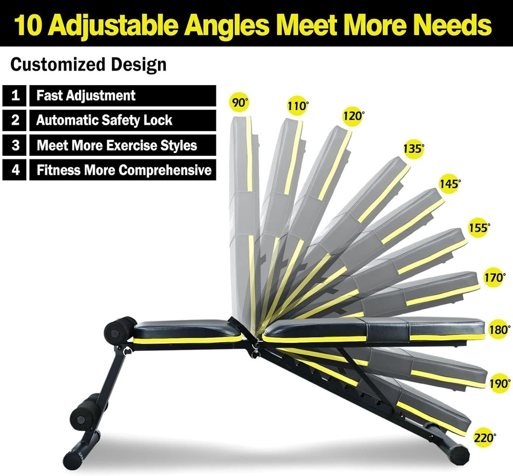 Adjustable Weight Bench Foldable Workout Bench for Home Gym Strength Training