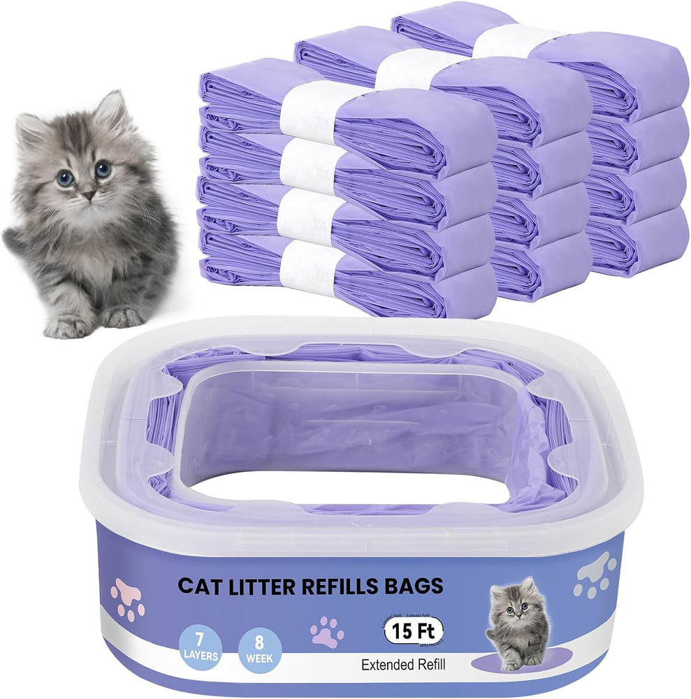 12 Pack Cat Litter Refills Compatible Genie Bag Enhanced Odor Control Includes