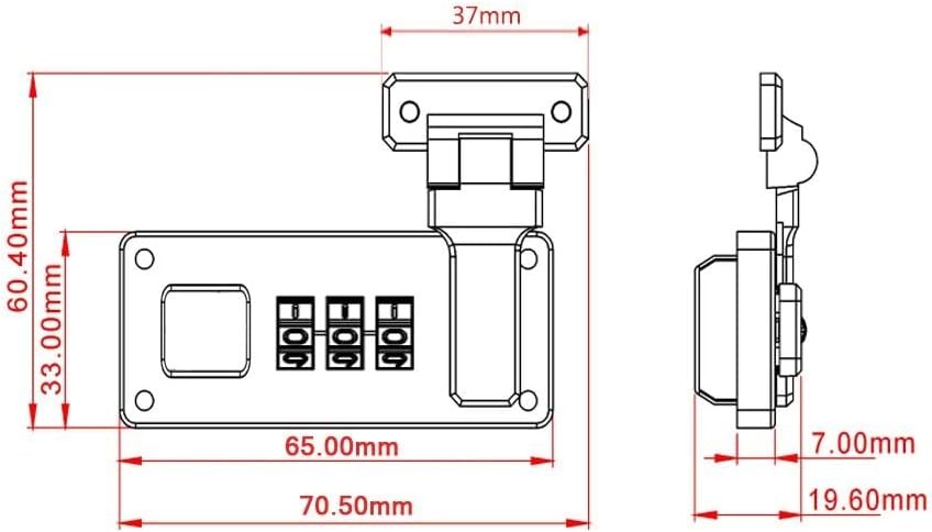 2pcs Tool Box Hasp, Luggage Combination Lock, Briefcases Replacement Black