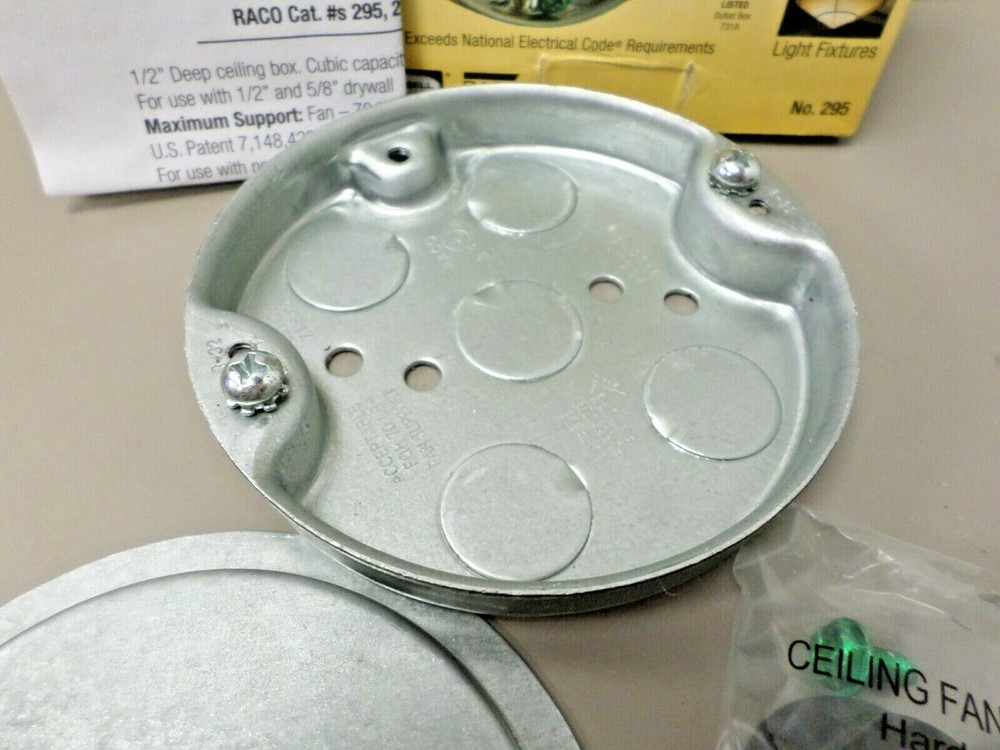 Hubbell Raco 295 4"" Round x 1/2" Deep Metal Ceiling Fan Pan