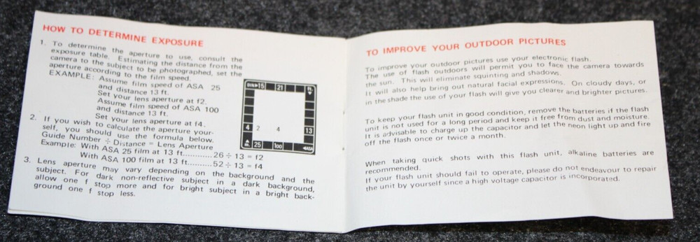 Original Sears Electronic Flash 8003 Instruction Manual – Compact & Complete!