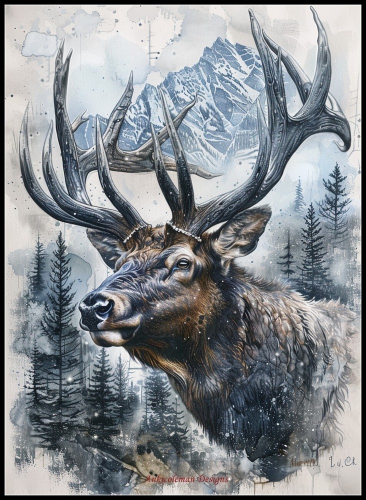 Abstract Bull Elk - DIY Chart Counted Cross Stitch Patterns Needlework