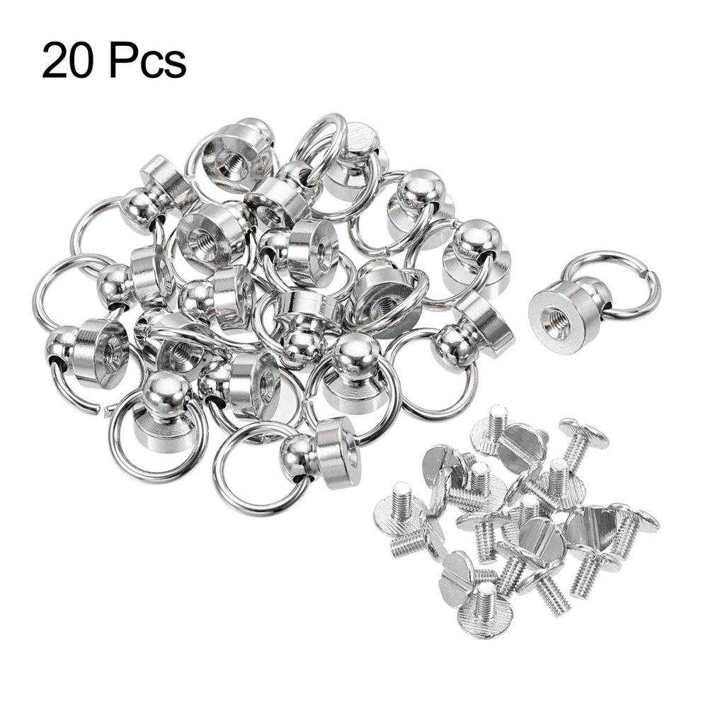 9x9.3mm Pull Ring Rivets Studs Round Head for DIY Brass Silver Tone 20pcs
