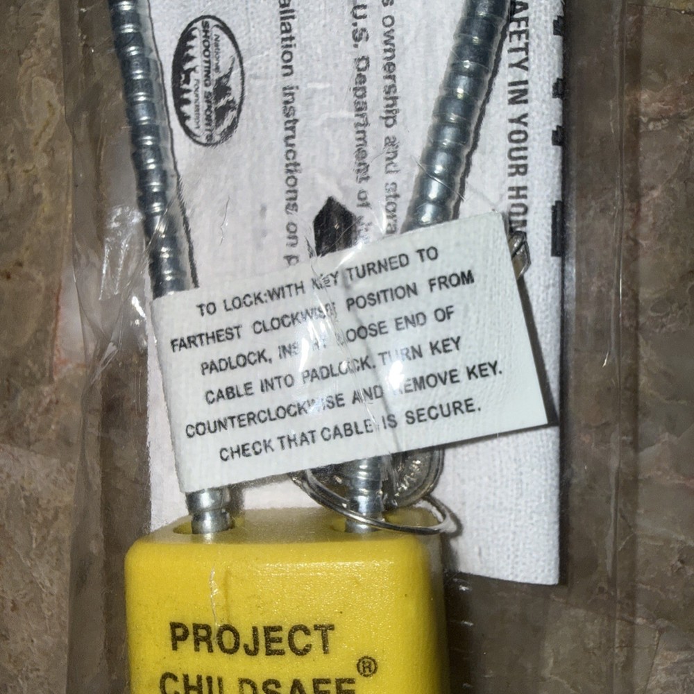 Project Childsafe Gun Lock with Cable, Padlock, and 2 Keys