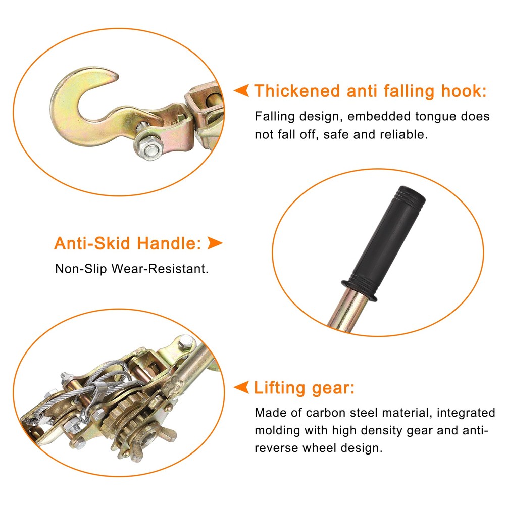 Come Along Winch,1 Ton Winch,Hand Cable Puller with 1 Hooks 1 Pcs
