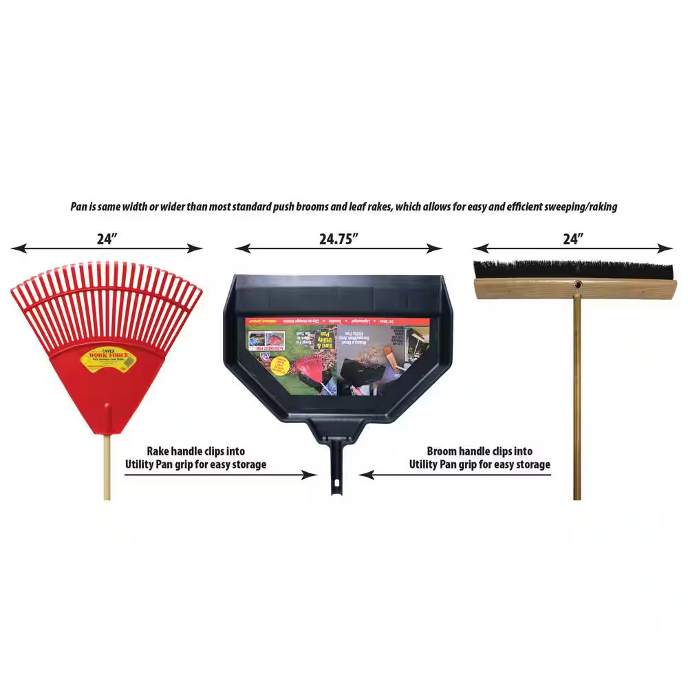 Cavex 24 In. Poly Leaf Rake with Snap-On 24 In. Extra Wide Leaf Pan