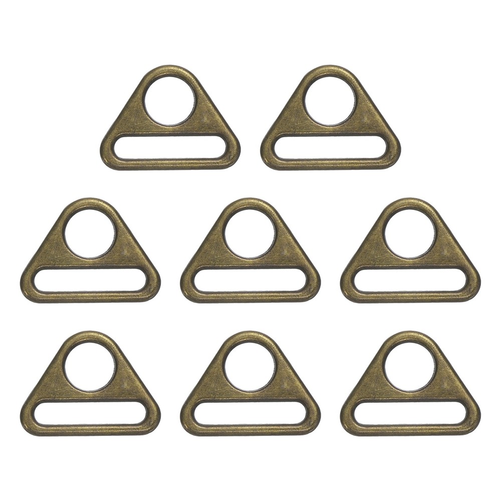 8Pcs 1 Inch Triangle Buckles Adjuster Triangle D Rings Strap Bronze