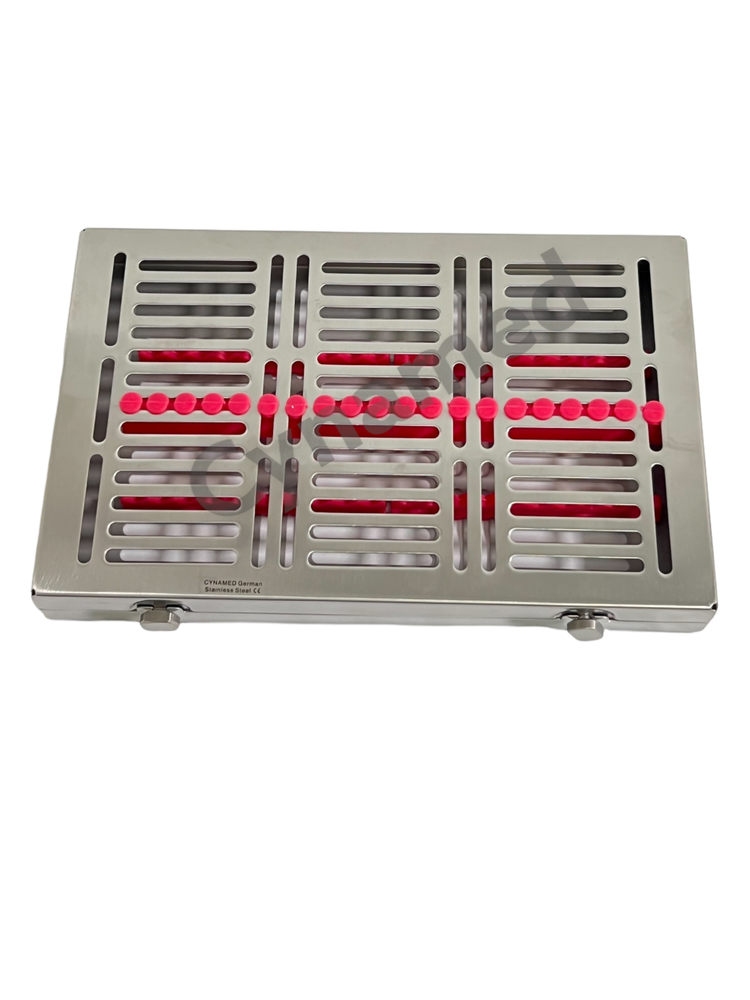1 EA- Pink , Sterilization Box with Button Locks, for 20 Instruments, Detachable