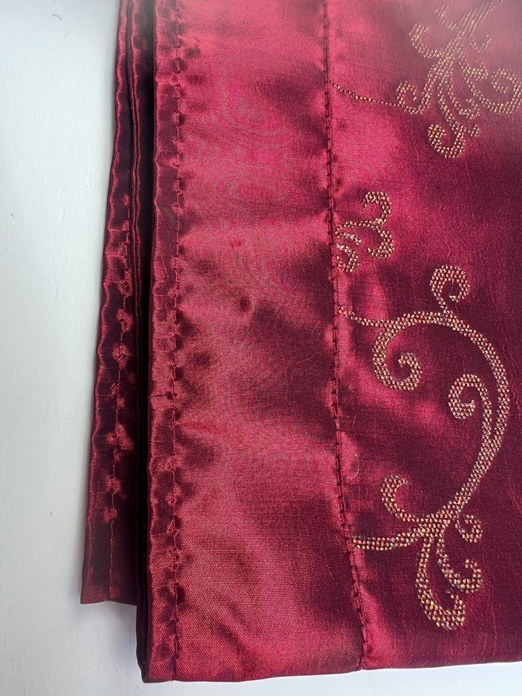 NWT Twinkle Scroll Doubled Fabric Poly Burgundy Gold 72"x13"