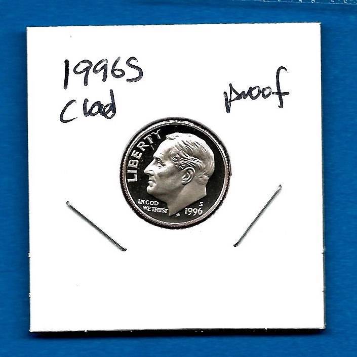 1996 S CLAD PROOF Roosevelt Dime - Gem Proof - Deep Cameo