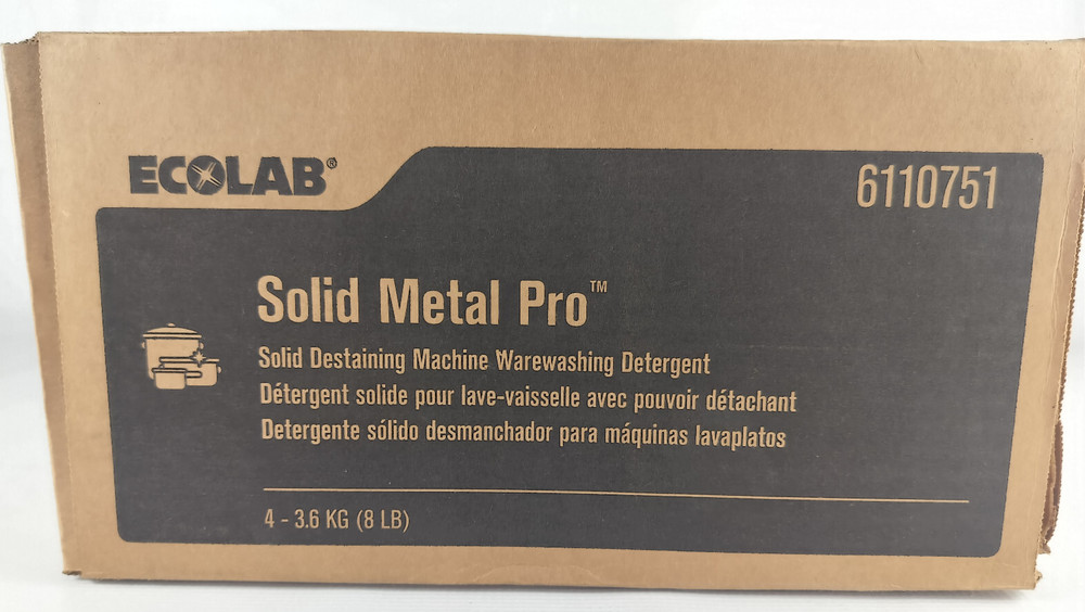4x ECOLAB Solid Metal Pro 6110751 Solid Destaining Machine Warewashing Detergent