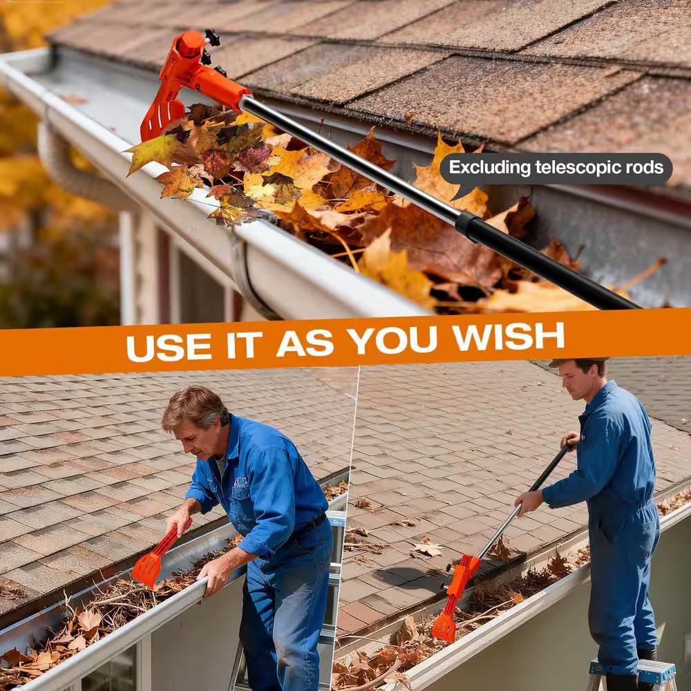 Multi-Angle ABS Handle Gutter Rake Scoop Cleaning Tool Head for Leaf and Debris