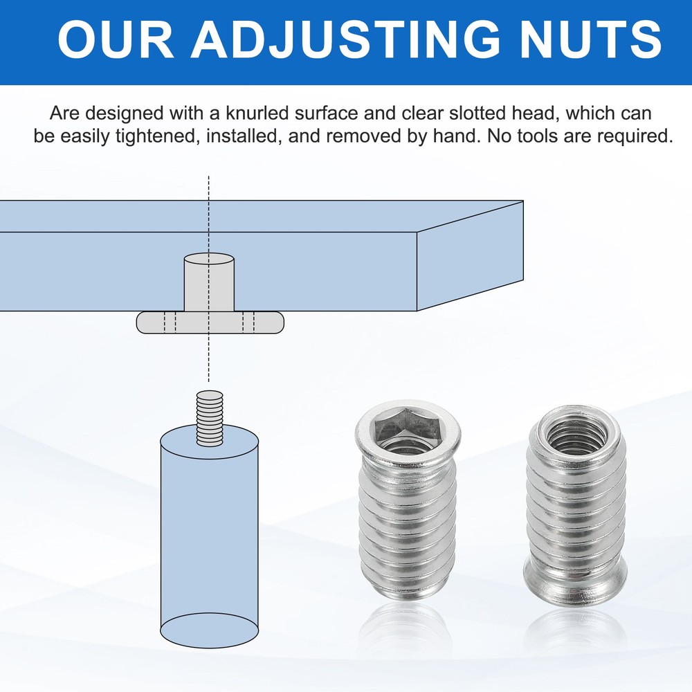 4Pcs Threaded Inserts Nuts, M8x25mm Hex Socket Drive Nut Inserts for Wood