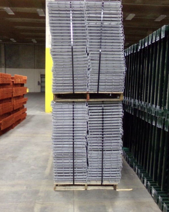USED Inside Waterfall Wire Mesh Decking Pallet Rack 24”Dx46”W, Pallet Racking.