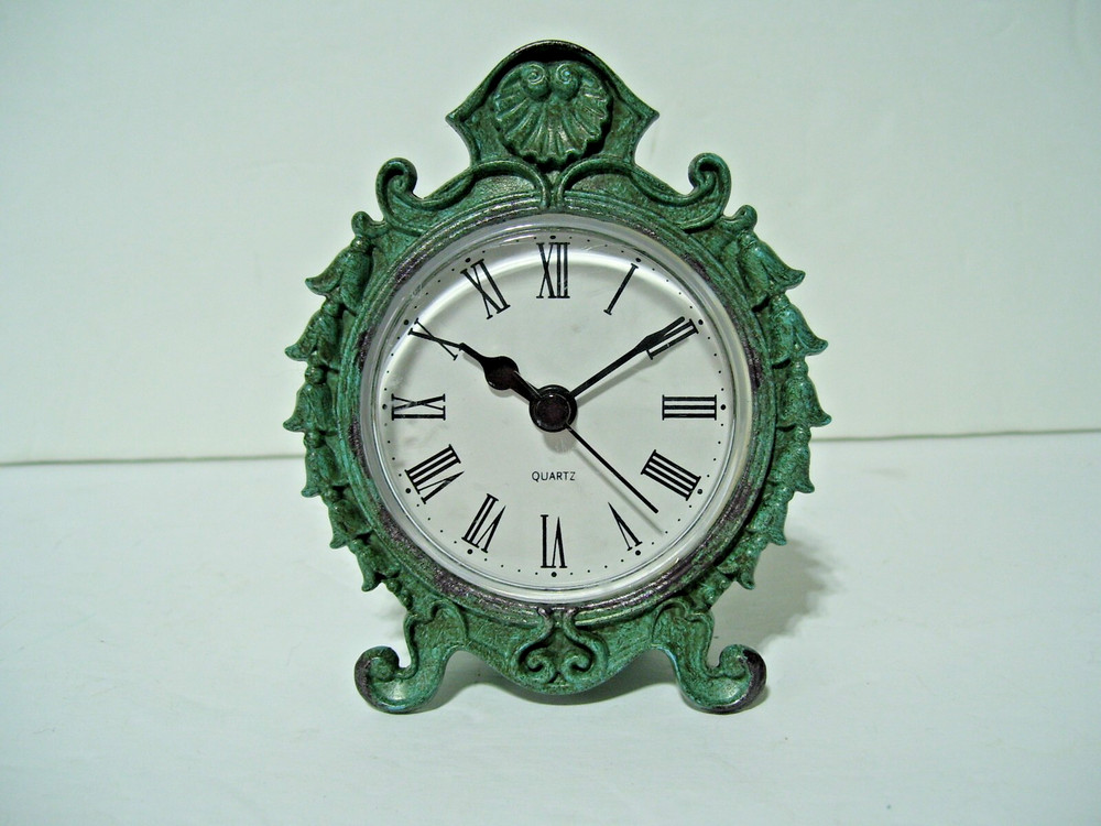 Quartz Clock  Cast Metal Book Shelf  Works Pre Owned