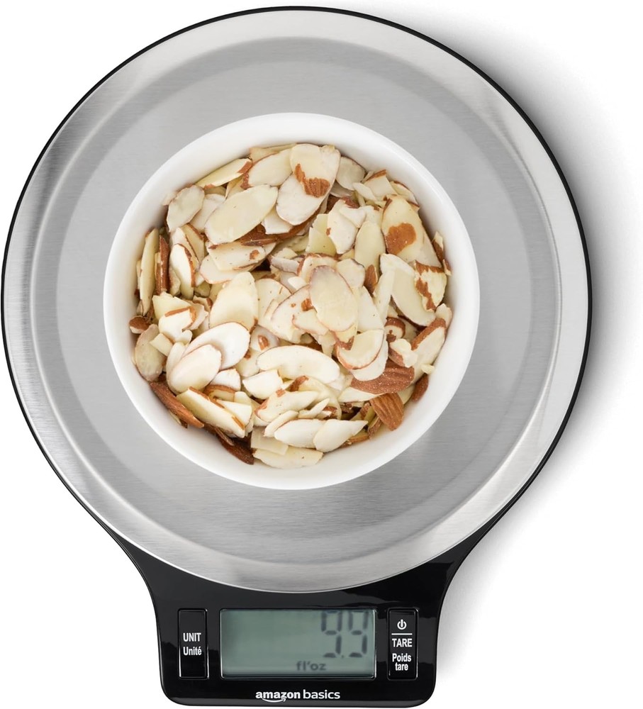 Amazon Basics Digital Kitchen Scale with LCD Display, Batteries Included, Weighs