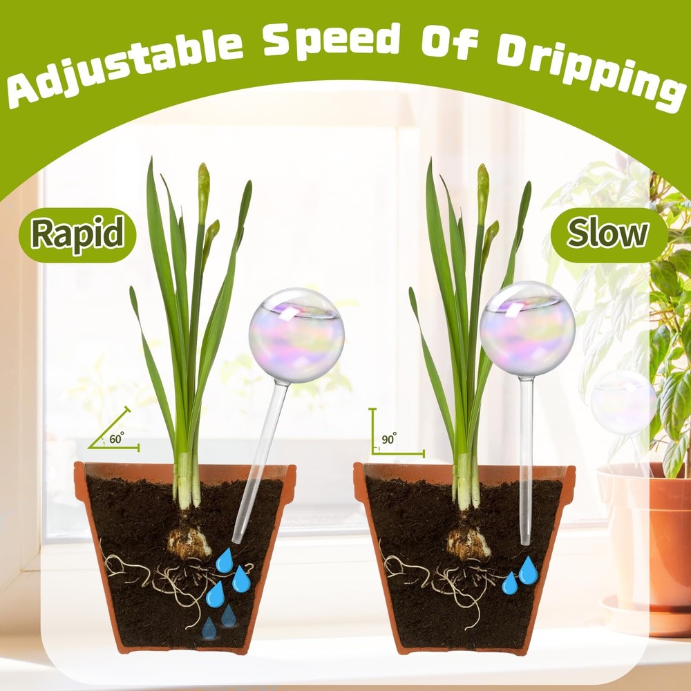 Bvrbaory 2 Pcs Iridescent Self Watering Medium-2 Iridescent, Clear