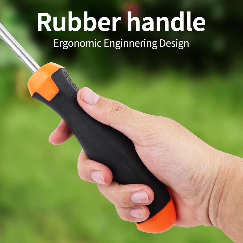 3 Pcs Hand Weeder Tool Set, 4-Tine Manual Weed Puller with Rubber Handle