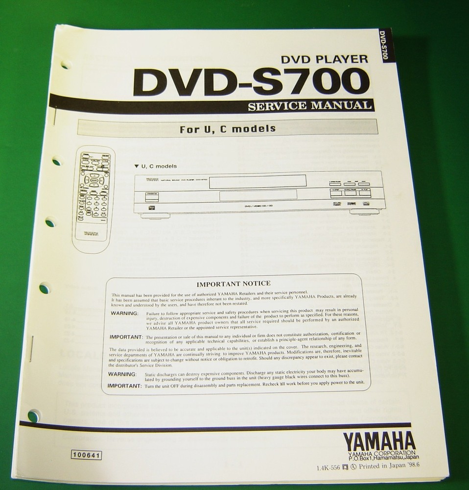 Original Yamaha DVD-S700 Service Manual