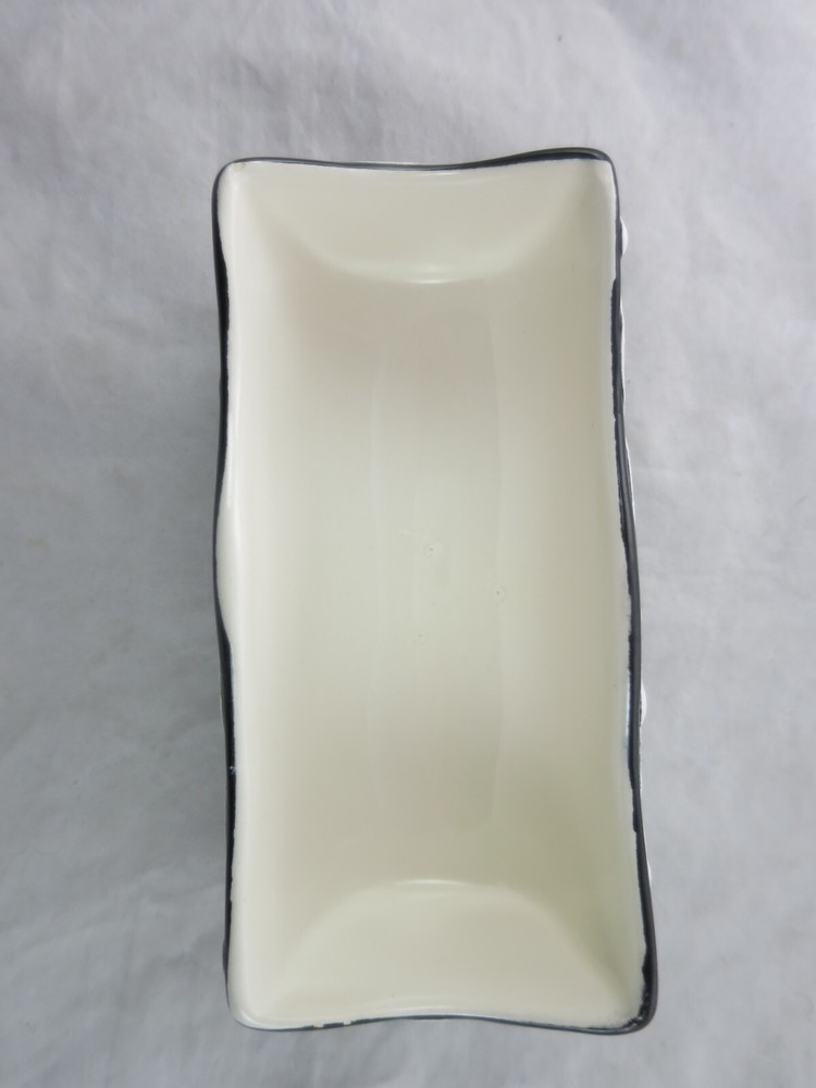 Ann Mallory Americaware Black White Swirl Modern Butter Dish Cover Handpainted