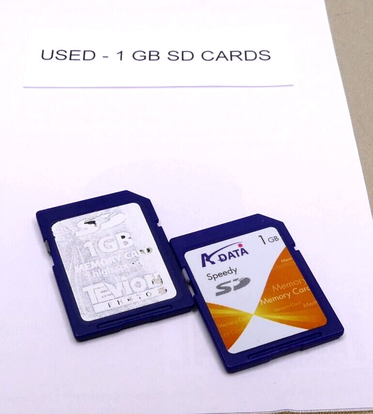 A set of two (2) used 1GB SD memory cards