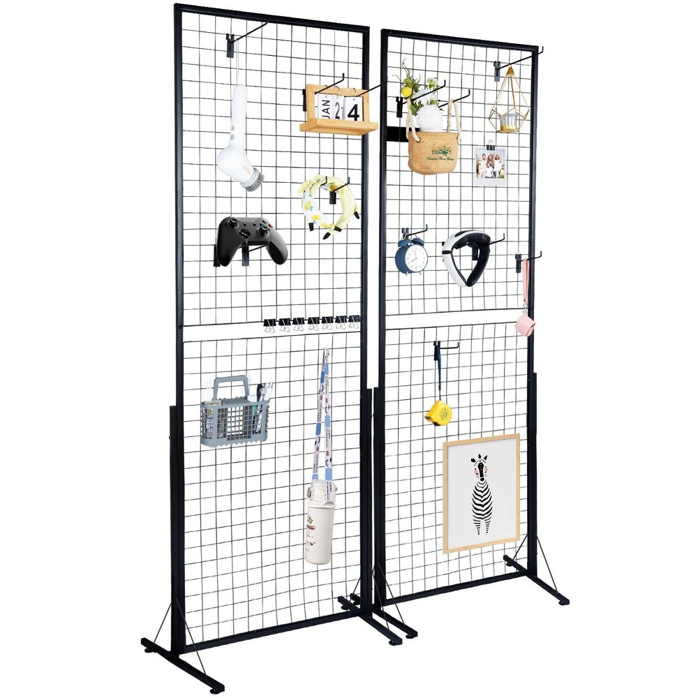 Wire Grid Display Panel 2-Pack 24x68in Double-Sided 60lb Capacity T-Base