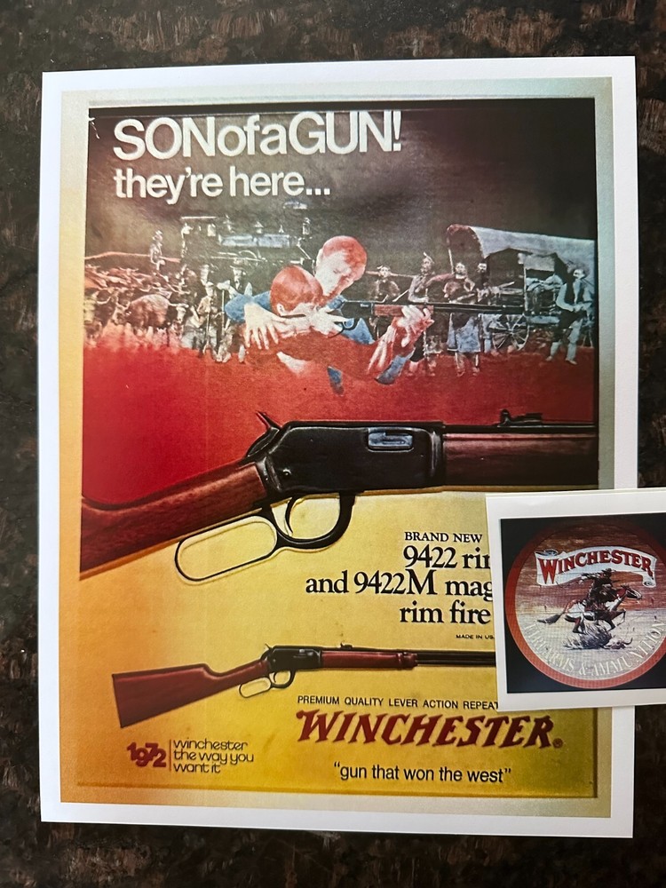 Winchester   Rifle  Advertisement + Winchester Decal  #9