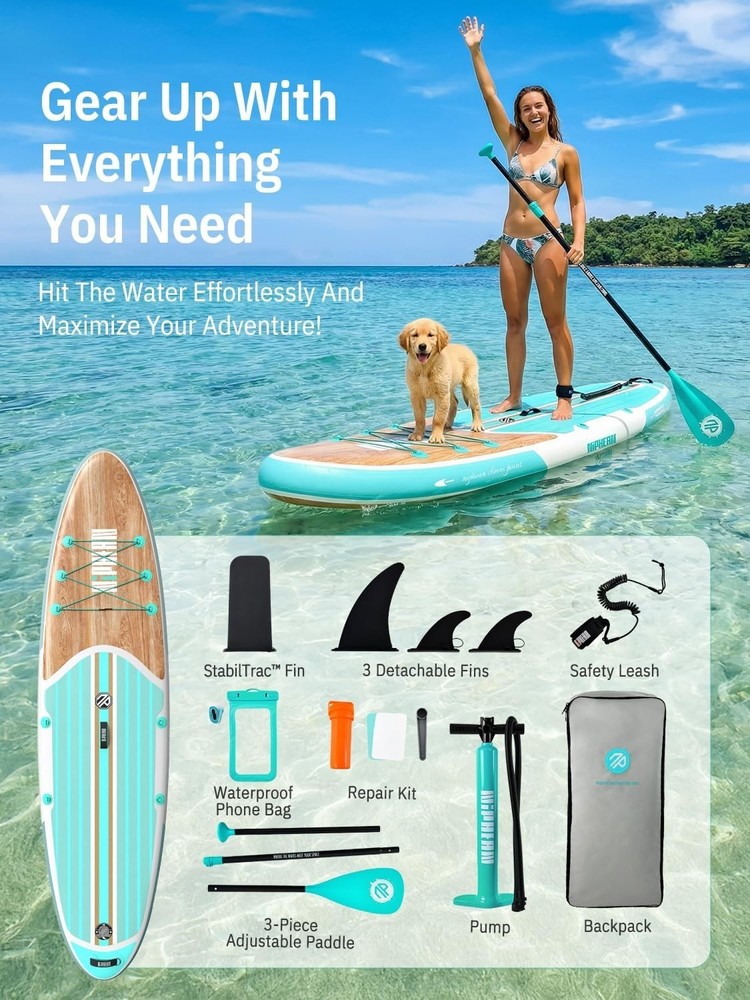 10'6" Inflatable Paddle Board with Complete SUP Accessories - Refreshing Mint
