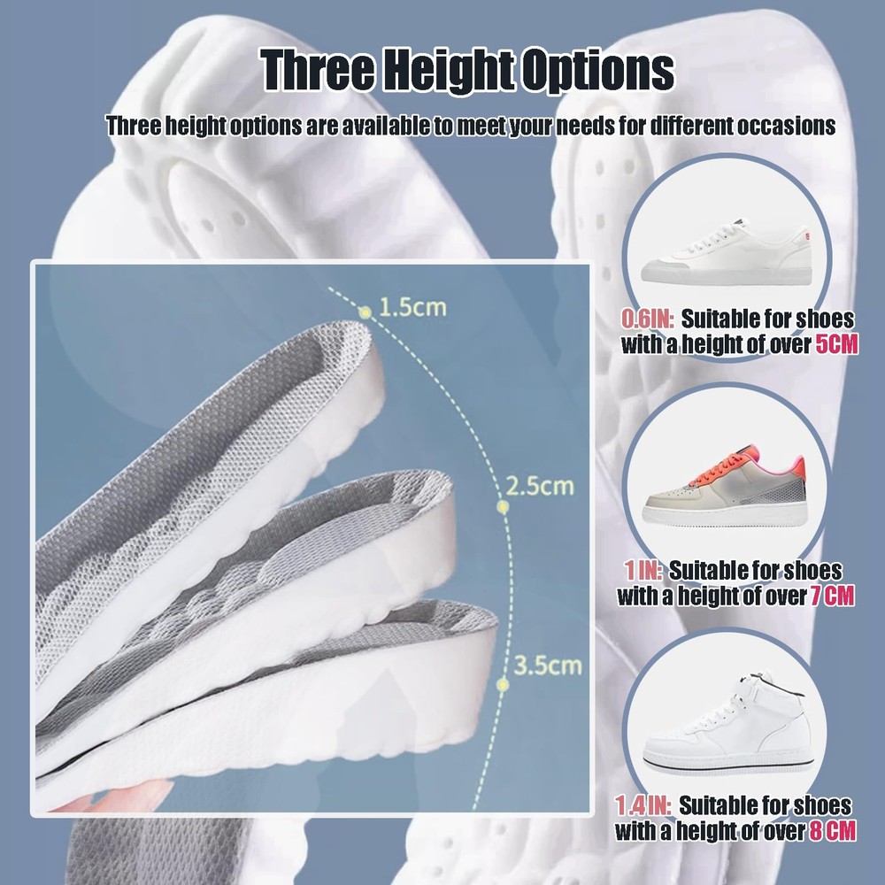 4D Cloud Height Increase Insoles for Men Wowen - Cloud Tech Insole, Soft Memo...