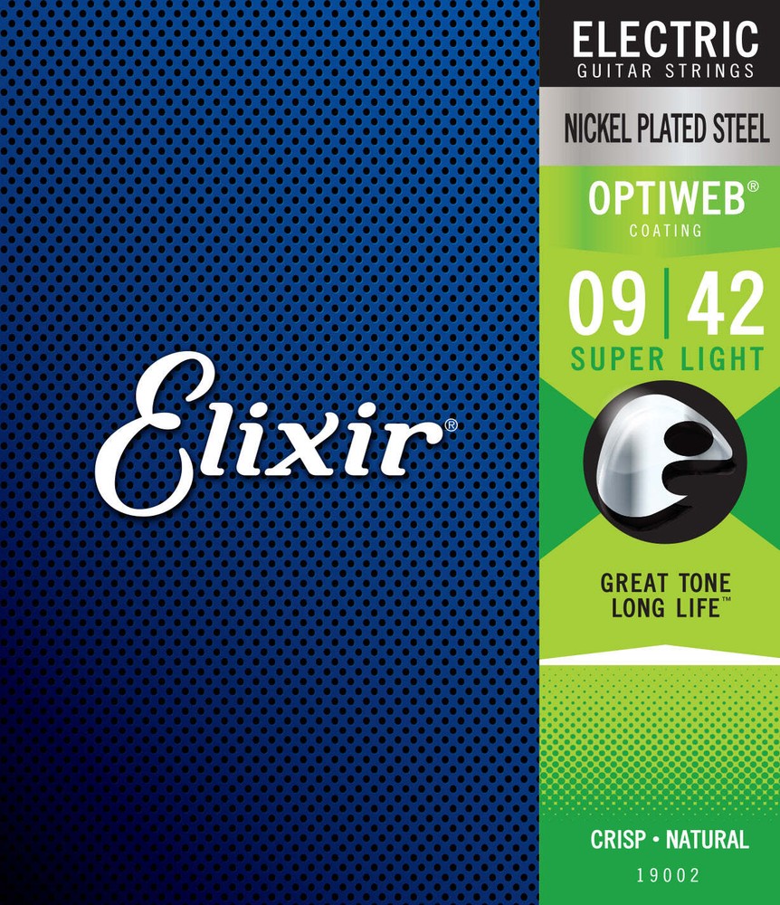 Elixir 19002 Electric Guitar with Optiweb Coating, Super Light (.009-.042)