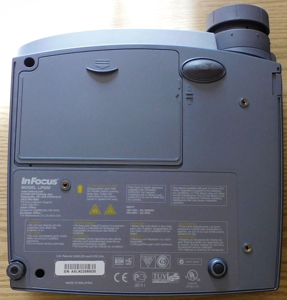 InFocus Projector Model LP500 with Remote and Cables, Working