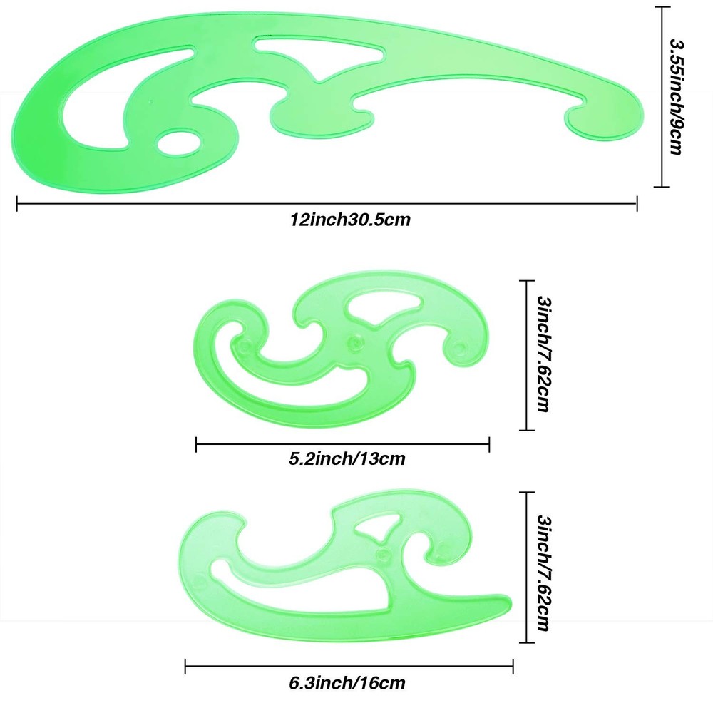 6 Pieces Plastic French Curve Ruler Multi-Function Comic Template Tool Set fo...