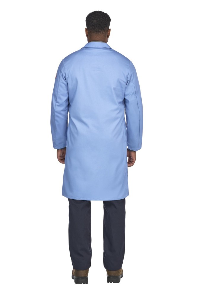 Bulwark Flame Resistant 7oz Cotton Lapel Collar Lab Coat Medium Light Blue