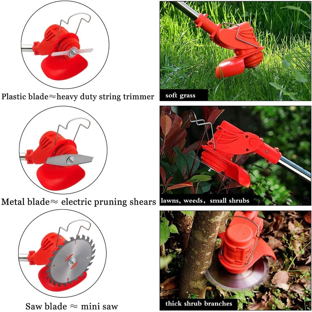 Electric Cordless Grass String Trimmer Lawn Edger Weed Wacker Cutter + 2 Battery