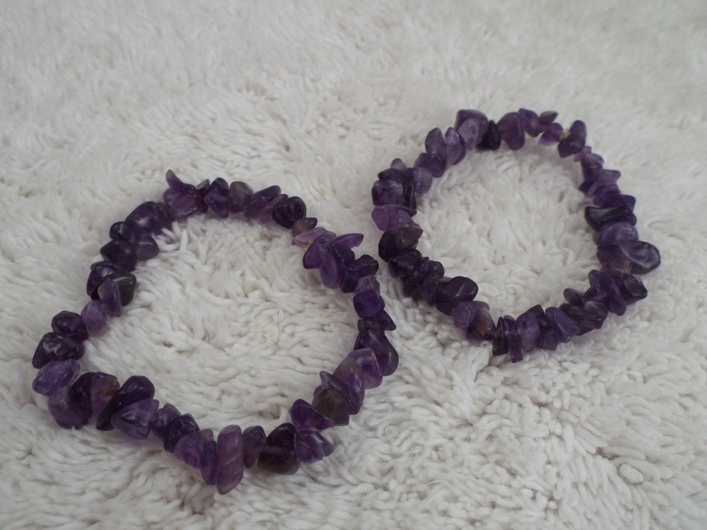 2 pcs Purple Amethyst Stone Stretch Bracelet (C51)