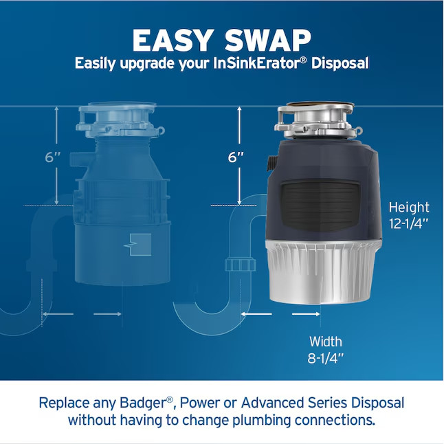 InSinkErator Evolution 55SS 1HP Continuous Feed Garbage Disposal, Septic Safe